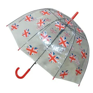 Parapluie cloche transparent motif drapeau britannique